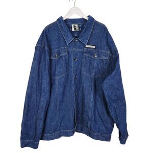 Vintage DAMANI DADA Denim Jacket Mens 4XLT Blue Hip Hop Y2K Rap Streetwear Shirt